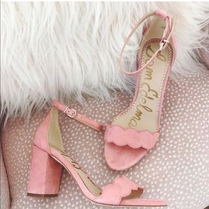 Sam Edelman Pink Scalloped Suede Odila Sandals